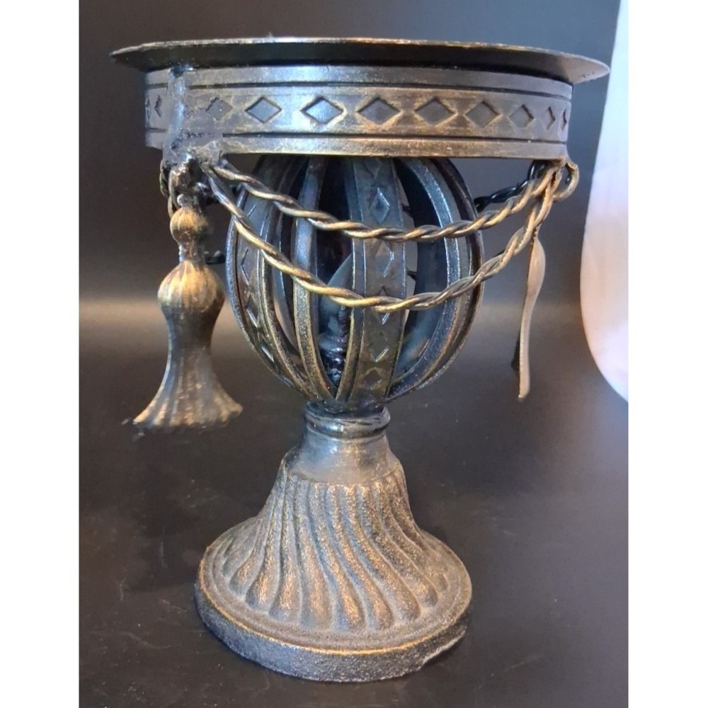 Vintage Cast Ornate Heavy Metal Candle Stand